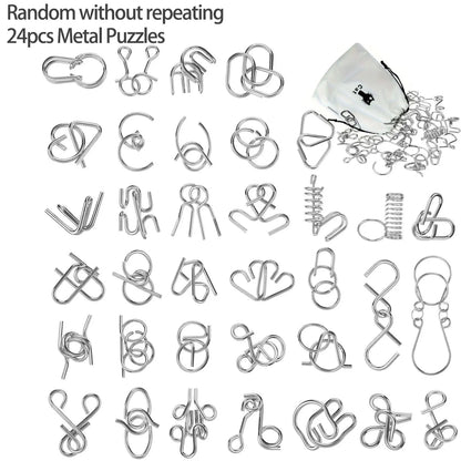 Metal Wire Puzzle Set – IQ Brain Teaser Disentanglement Ring Magic Trick Toy