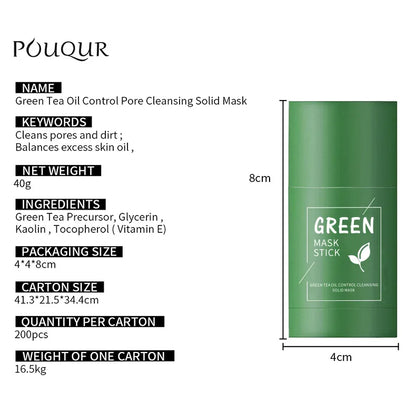 Green Tea Solid Mask Deep Cleansing Pores Shrinking Remove Blackhead Anti Acne Blemish Refreshing Mud Mask Brightening Skin Care