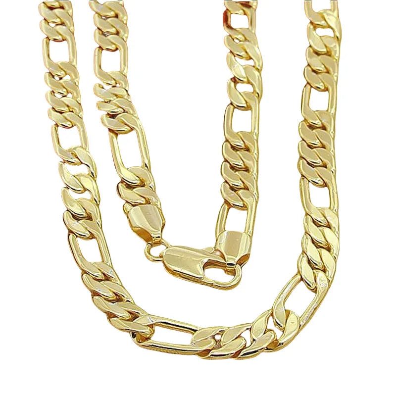 High-quality real gold necklace for men and women AU999 gold necklace 24K gold geometric chain 7MM-8MM