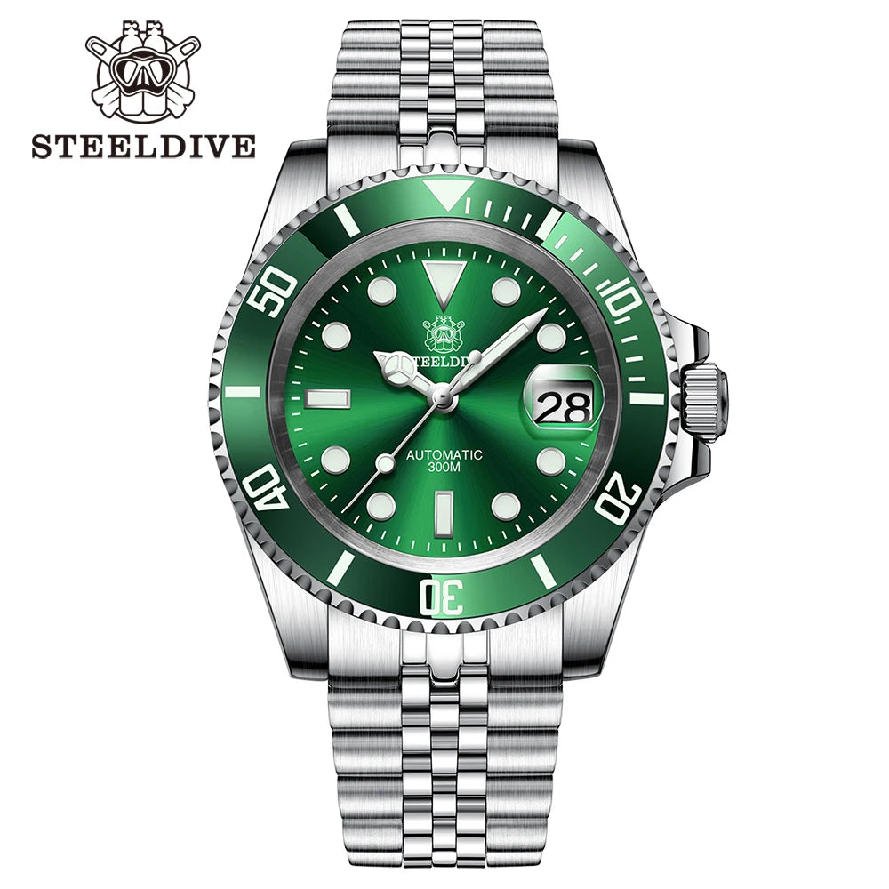 SD1953 STEELDIVE Brand Ceramic Bezel 41mm Steeldive 30ATM Water Resistant NH35 Automatic Mens Dive Watch Reloj with Milled Clasp
