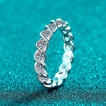 New GRA 3mm Full Moisssanite Eternity Bands Sparkling Bride Wedding Women Rings 100% Pure 925 Silver Lab Diamond Jewelry