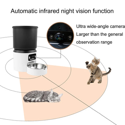 4L Automatic Cat Feeder Pet Smart Cat Food Kibble Dispenser Button Version WiFi Camera Smart Video Auto Feeder Bowl For Cat Dog