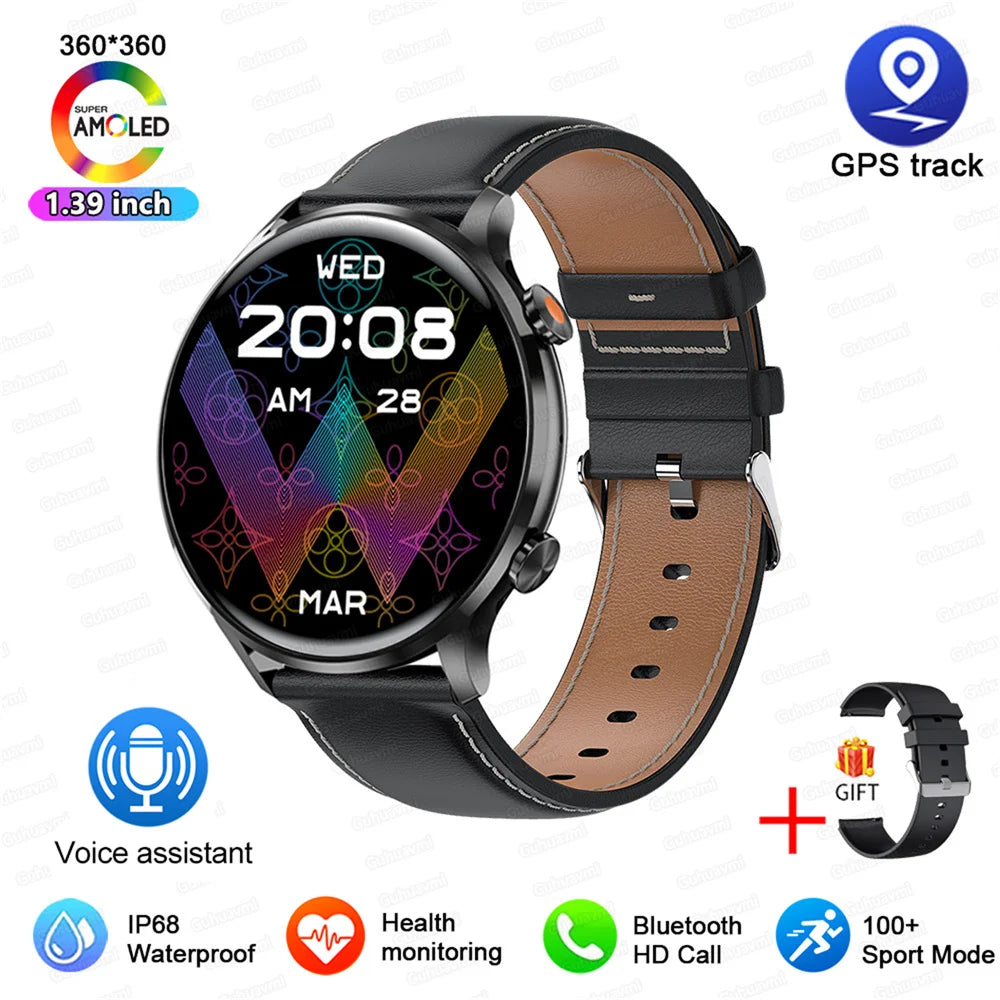 2026 AMOLED HD Smartwatch – GPS, Bluetooth Call, IP68 for Android & iOS