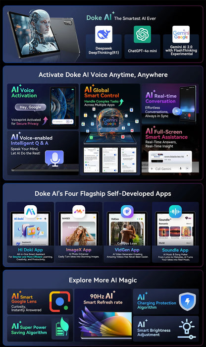 Blackview MEGA 8 Tablet - 13" FHD+ 90Hz Display Android 15 11000mAh 50MP Camera 4G Pad PC