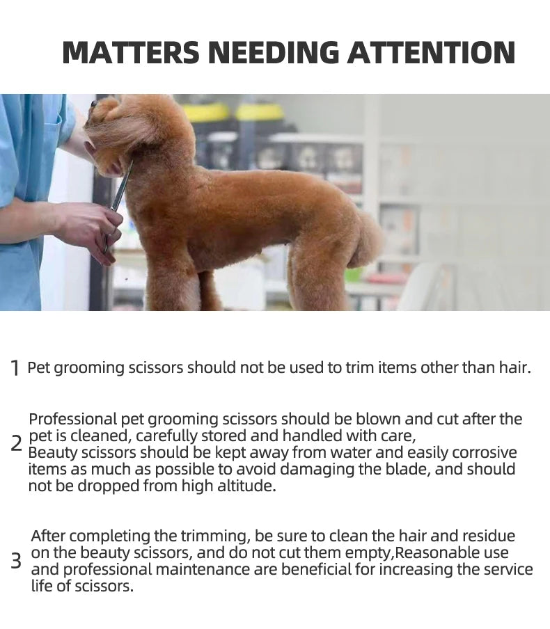 Professional pet scissors, pet beautician uses natural curved fishbone teeth scissors 440C, 7"dog hair trimming tool