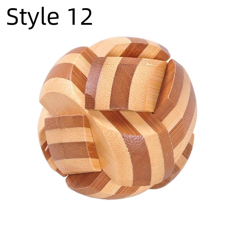 Wooden Kong Ming Lu Ban Lock – 3D IQ Brain Teaser Montessori Puzzle Toy for Kids & Adults