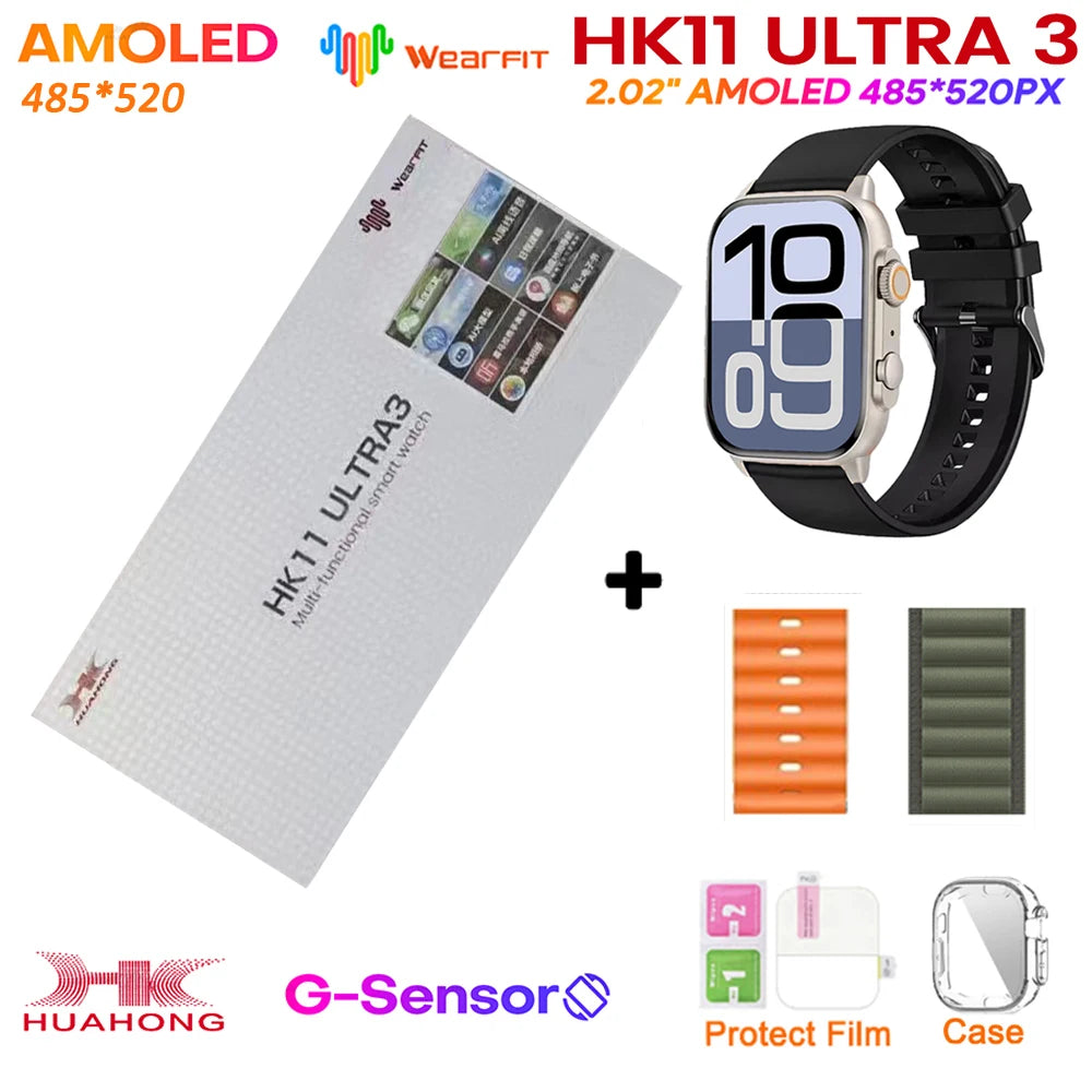 New HK11 ULTRA 3 MAX Smartwatch 2025 49mm HD AMOLED 4G ROM Bluetooth Network Call Robot Clock NFC Compass Smart Watch Men Women