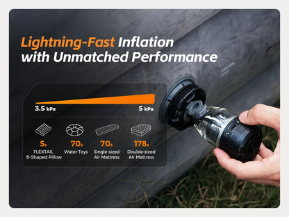 FLEXTAIL MAX PUMP 3 - Electric Air Pump, Portable Camping Pump with 3 Level Ambient Light for Air Bed, Sleeping Pads, Vacuum Bag