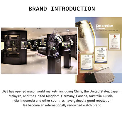 LIGE Top Brand Luxury Square Quartz Watches for Men Fashion Casual Sport 50M Waterproof Man Watch Auto Date Military Chronograph