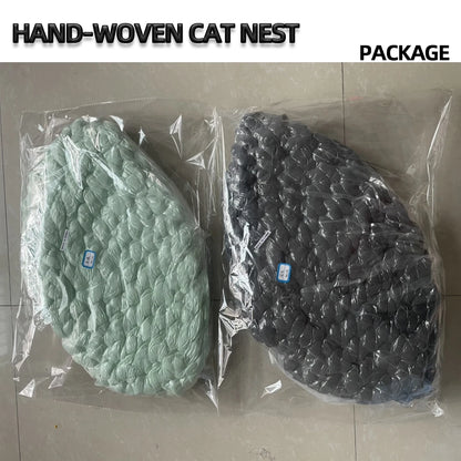 Weave Pet Nest Thick Line Dog Kennel Diameter 30-60cm Warm Detachable Washable Round Cat Bed Four Seasons Available Pet Supplies