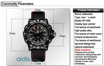 Addies Military Watch Special Forces Outdoor Sports Luminous Classic SEAL Army Wristwatch Man Quartz Watches For Men Waterproof