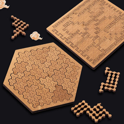 Impossible Wooden IQ Jigsaw Puzzle – 10-Level Brain Teaser Tangram Board Game