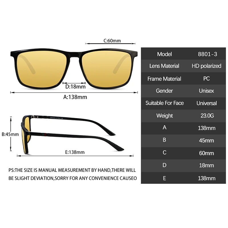 Fashion Men  Night Vision Glasses Women  Yellow Lens Anti-Glare Goggle Night Driving Sunglasses Eyewear  UV400