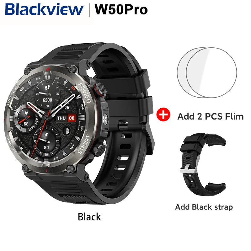 [World Premiere] Blackview W50 Pro Smartwatch 1.45" HD Display Flashlight Bluetooth Phone Call 960mAh Rugged Smartwatch