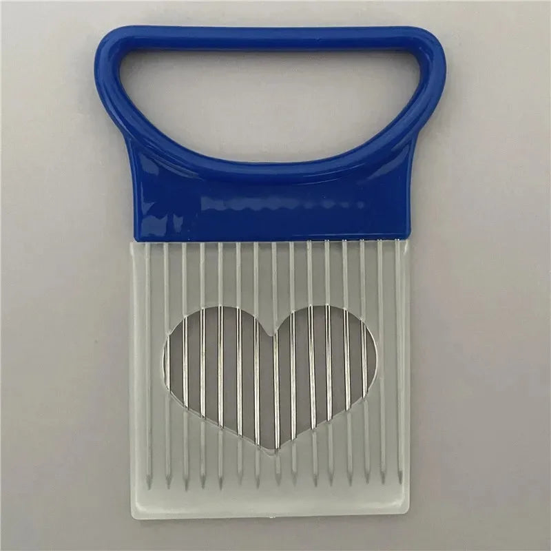 Effortlessly Slice Onions with this 1pc Colorful Onion Slicer Kitchen stainless steel potato chip onion holder for chopping assi
