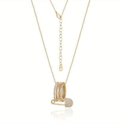 1pcs New Style Safety Pin Ring Unisex Necklace Perfect for Party Gifts Copper inlaid with zircon