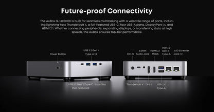 CHUWI AuBox Mini PC i9-13900HK 14 Cores 32GB DDR4 1TB SSD 16GB DDR5 512 SSD Windows 11 Pro WiFi 6 BT 5.2 Extend M.2 1T*2 Desktop