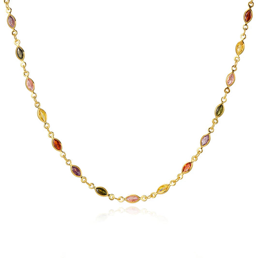 Boho Multicolor Crystal Stone Link Chain Necklace For Women Fashion Gold Color Multilayered Beaded Necklaces Party Jewelry