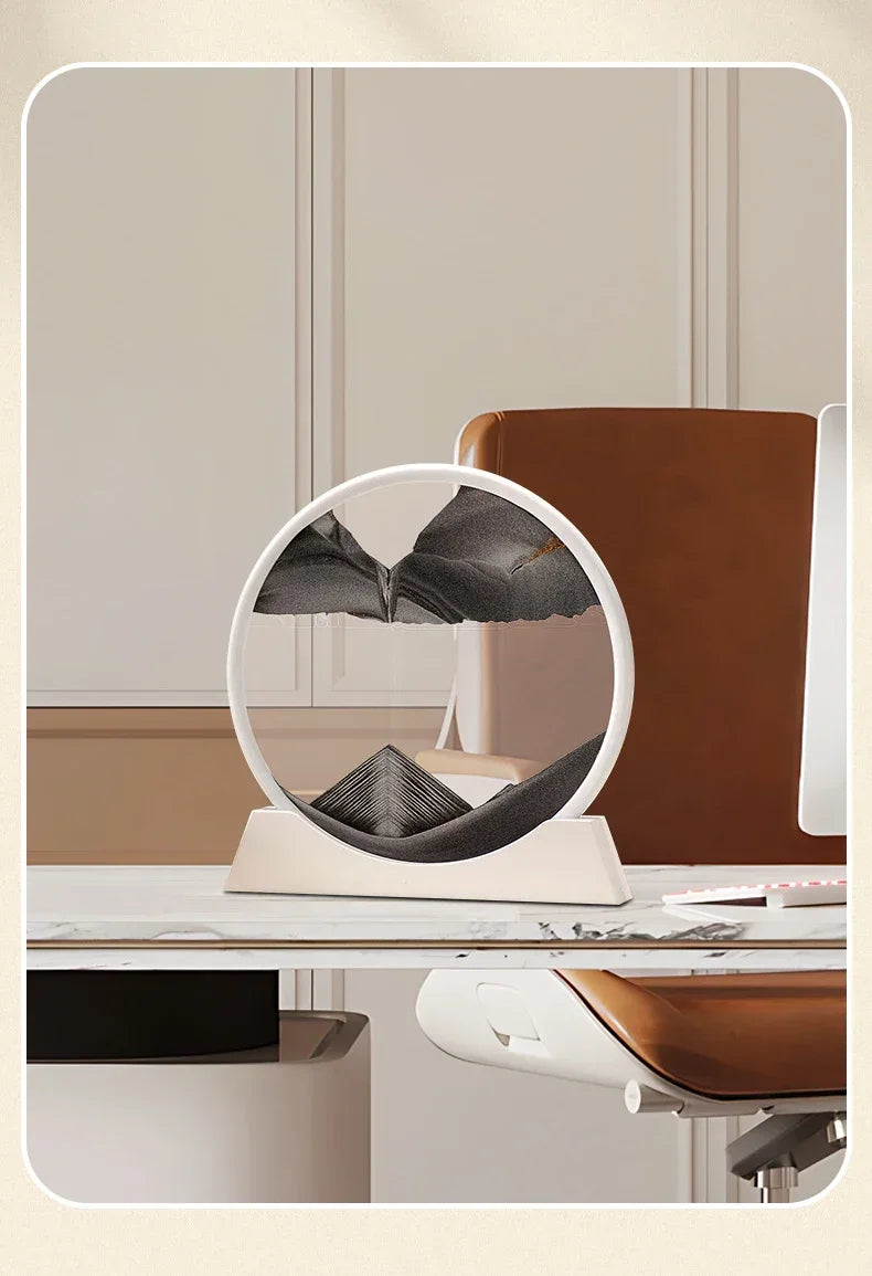 Sandscape Moving Sand Art Picture Round Glass Deep Sea Quicksand Craft Home Decor Gift 3D Liquid Hourglass Flowing Sand Painting