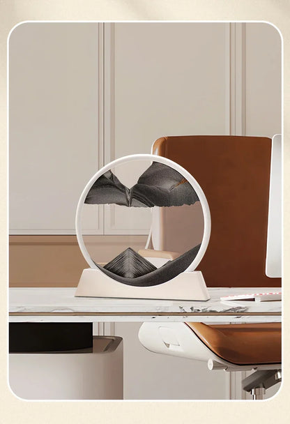 Sandscape Moving Sand Art Picture Round Glass Deep Sea Quicksand Craft Home Decor Gift 3D Liquid Hourglass Flowing Sand Painting