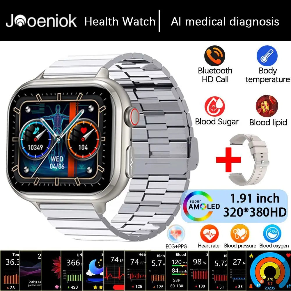2025 Medical Grade ECG+PPG Smart Watch – Blood Sugar & Health Monitor