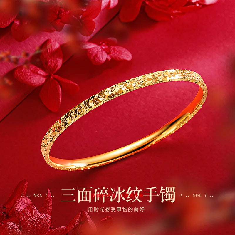 Luxury 24K 9999 Pure Gold Three-sided Ice Bracelet Bracelet Ice Bracelet