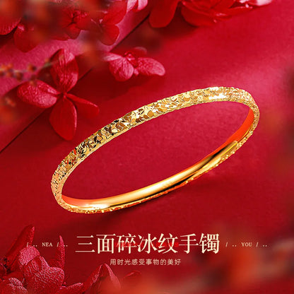 Luxury 24K 9999 Pure Gold Three-sided Ice Bracelet Bracelet Ice Bracelet
