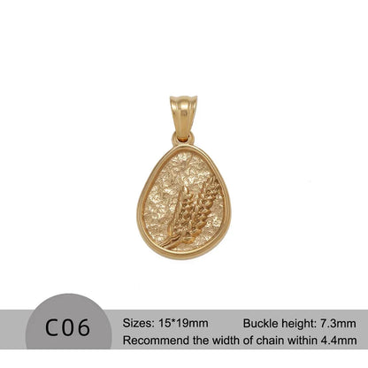 RHYOSNG Vintage Jewelery Stainless Steel 18K PVD Plated Golden Charm Round Portrait Key Moon Only Pendant For Women DIY Necklace