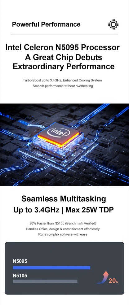 Xiaman 15.6" Gaming Laptop - Intel Celeron N5095 16GB DDR4 1TB SSD Windows 11 1080P