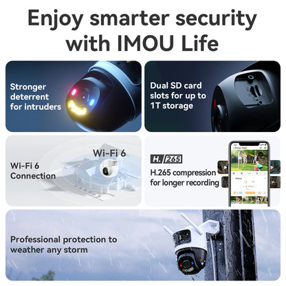 IMOU Cruiser Triple Lens  Outdoor Camera 2 Red-Bule Warning Light PTZ WiFi Camera Vehicle & Human Detection Surveillance Monitor