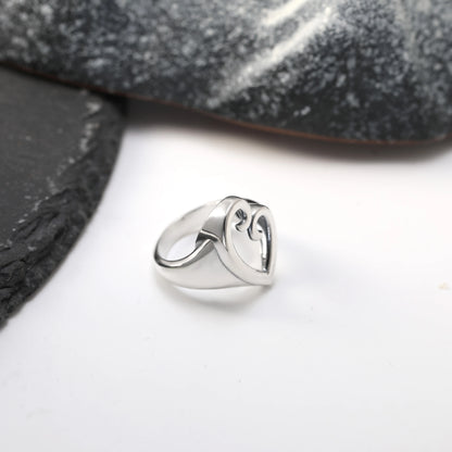R022 Authentic 925 Pure Silver Classic Love Closed Ring Mother's Love Ring