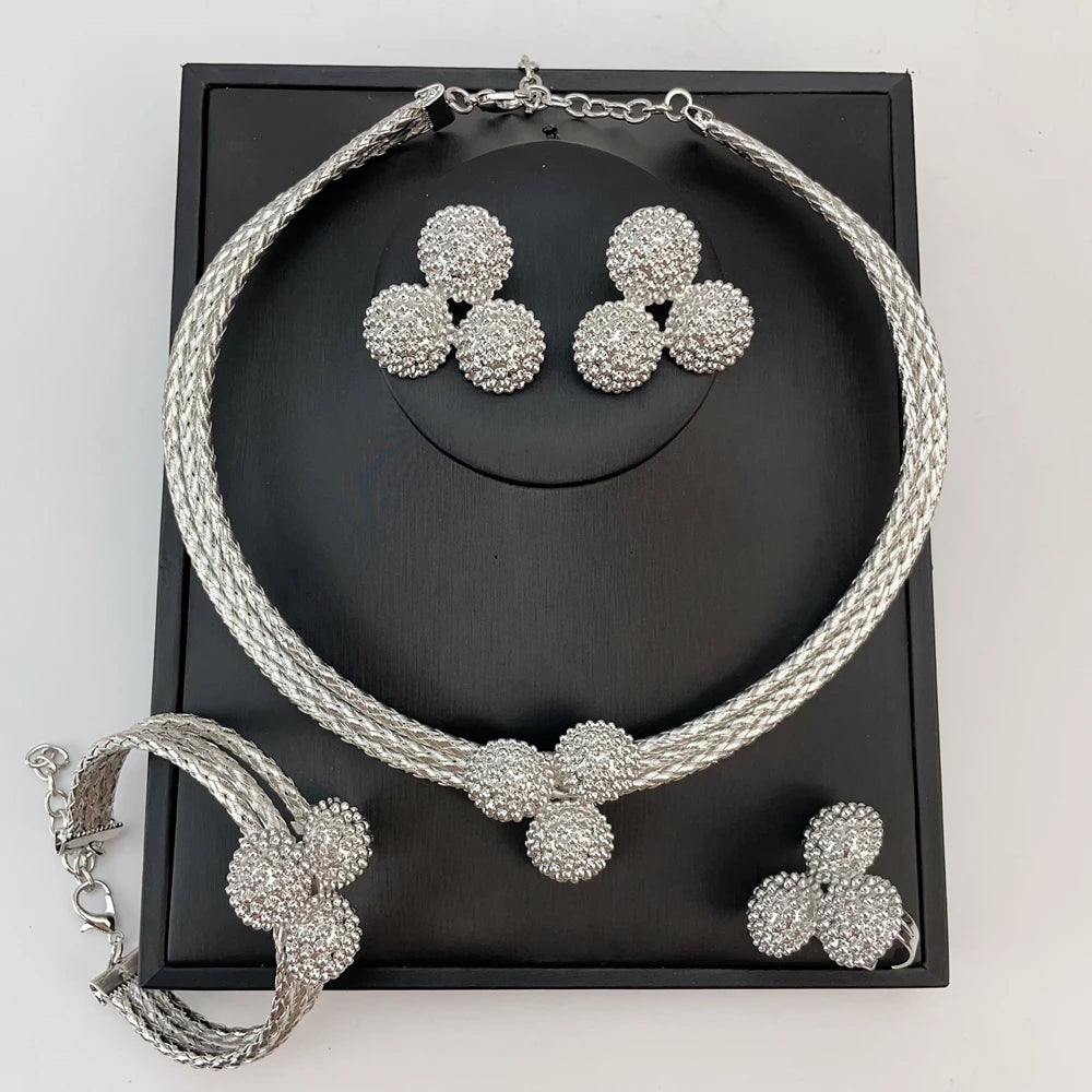 Brazilian Bold Necklace Luxury African Bridal Jewelry Set for Women