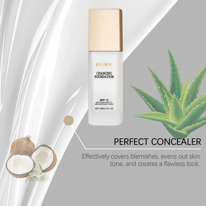 EELHOE Spf 15 Colour Changing Mature Skin Foundation Oil Control Nourishing High Coverage Makeup Cosmetics Covering Foundation