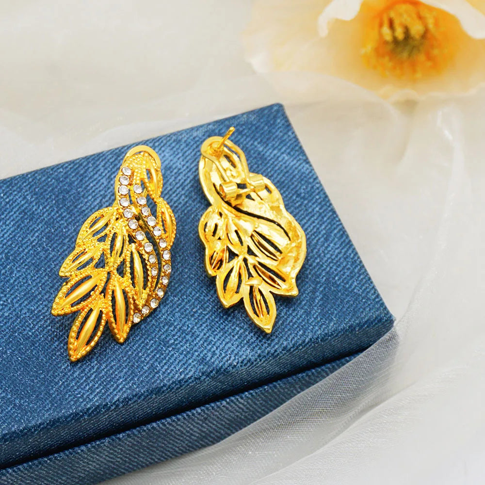 Necklace/Earrings/Bracelet/Ring (Diamond) Women 24K Gold, AU999 | Wire-inlaid bamboo with diamond accents.