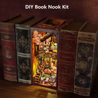DIY Book Nook Kit Thanksgiving 3D Wooden Puzzle Home Decoration For Bookshelf Miniature Insert Magic Book House Stand Bookshelf
