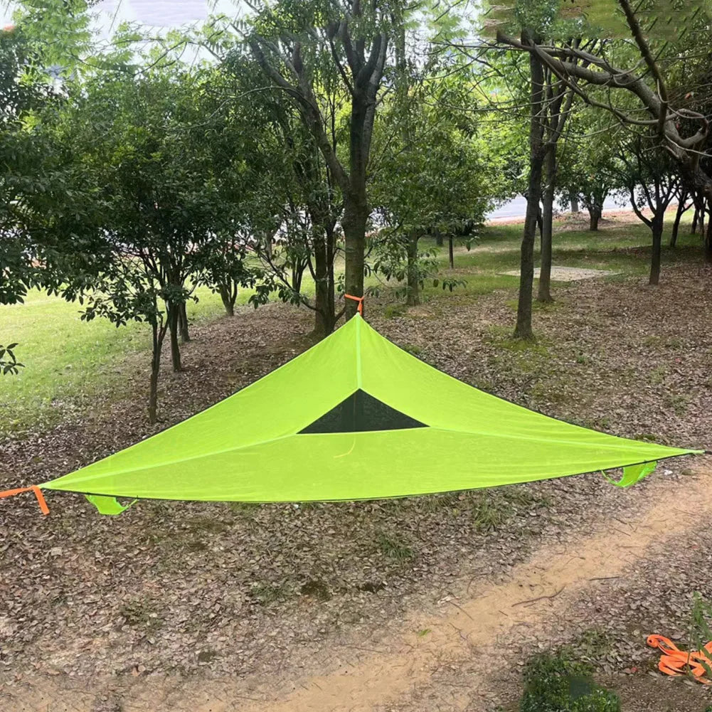 3-4 Person Anti-Rollover Hammock Swing Outdoor Camping Portable Triangle Hammock High Strength Canvas Hanging Bed for Hiking