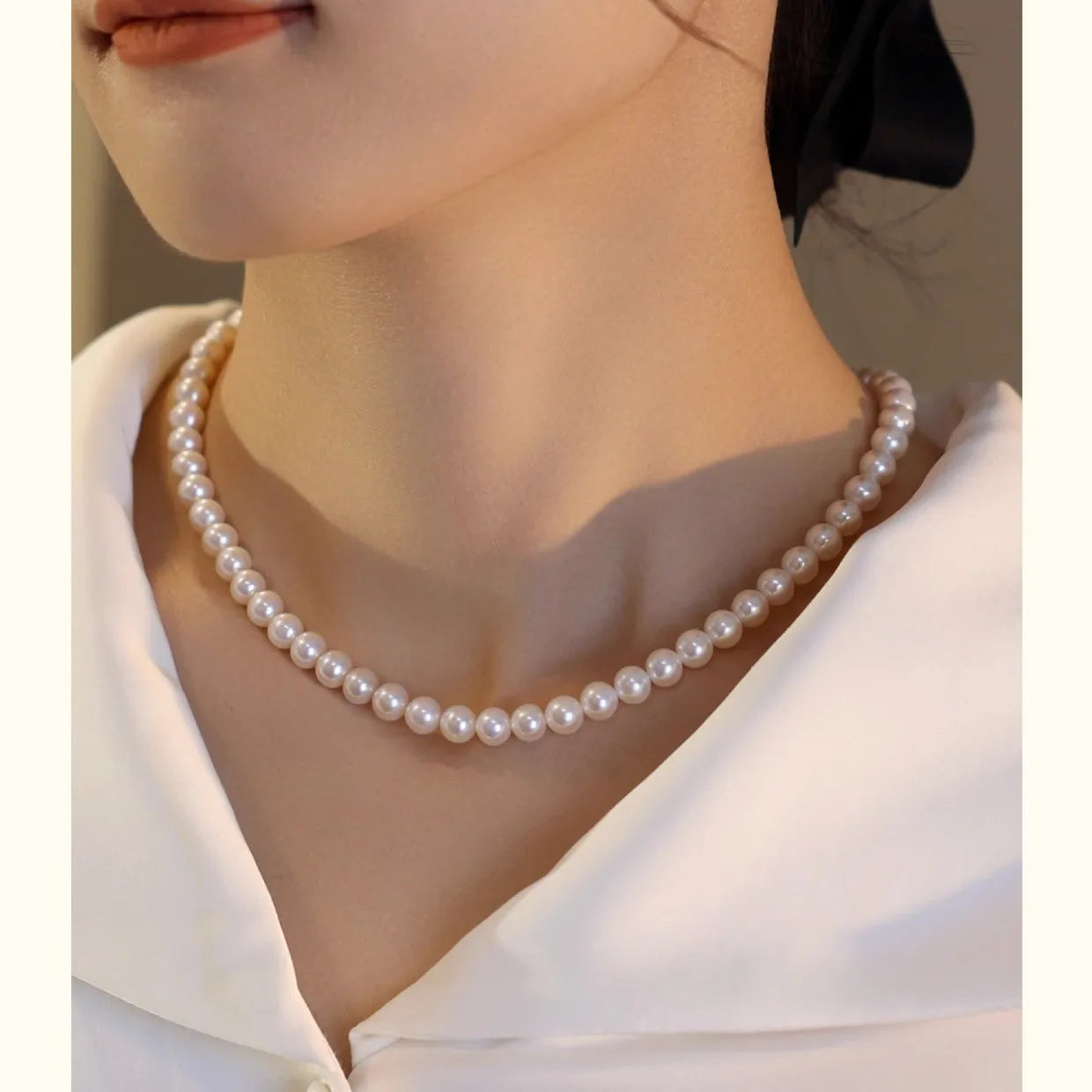 Natural Freshwater Pearl Necklace 7-8mm Irregular Round Pearls Necklaces for Women Lady Love Wedding Choker Jewelry Accessories