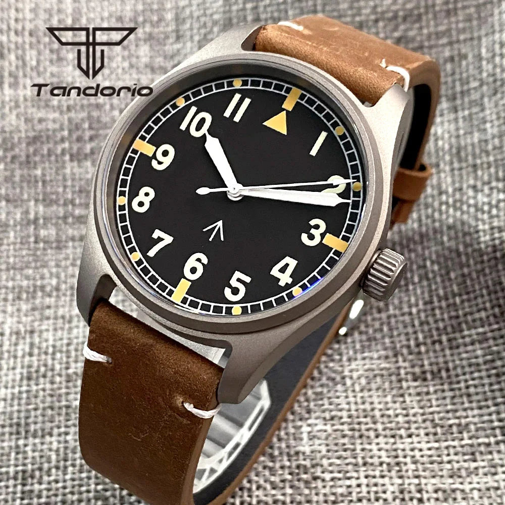 Tandorio Titanium Ultralight Dive 39mm Men's Pilot Watch Automatic Miyota 8215/PT5000 Movt AR Sapphire 20BAR Waterproof Luminous