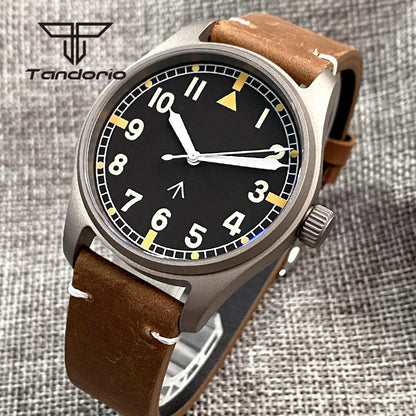 Tandorio Titanium Ultralight Dive 39mm Men's Pilot Watch Automatic Miyota 8215/PT5000 Movt AR Sapphire 20BAR Waterproof Luminous