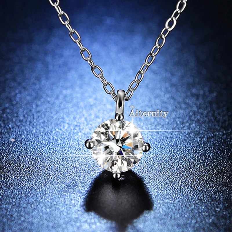 100% Real D Color 1 Carat Moissanite Pendant Necklace GRA Certificate for Women Wedding Bridal S925 Sterling Silver Fine Jewelry