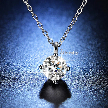 100% Real D Color 1 Carat Moissanite Pendant Necklace GRA Certificate for Women Wedding Bridal S925 Sterling Silver Fine Jewelry