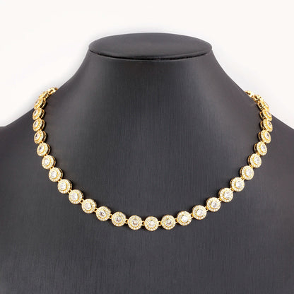 Nidin New Arrival Romantic Heart/Round Shape Shiny Crystal Zircon Chain Necklace For Women Female Valentine's Day Jewelry Gifts