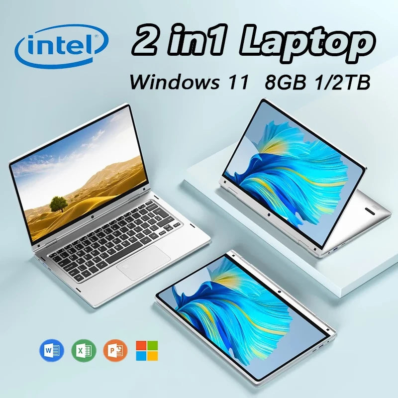 11.6" Portable 2-in-1 Mini Laptop - Intel N4020 8GB RAM Windows 11 Pro Touchscreen Tablet PC