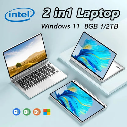 11.6" Portable 2-in-1 Mini Laptop - Intel N4020 8GB RAM Windows 11 Pro Touchscreen Tablet PC