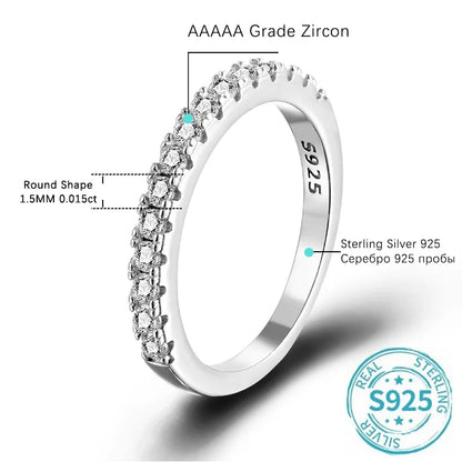 ALIZERO 1.5mm D Color Moissanite Ring with GRA 925 Sterling Sliver Plated 18k White Gold Wedding Rings for Women Fine Jewelry