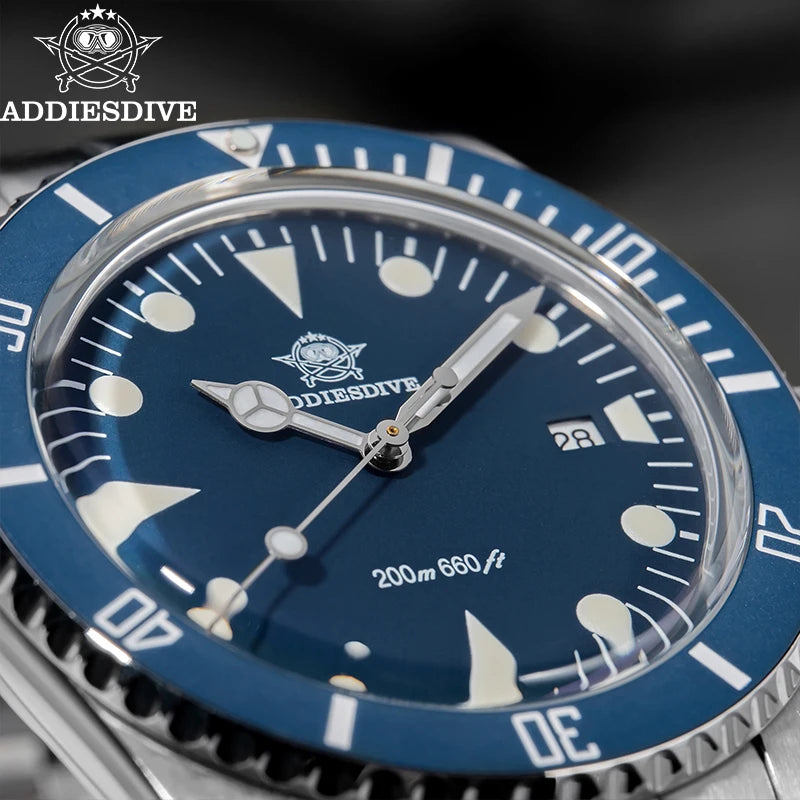 ADDIESDIVE Luxury Men's Analog Watch BGW9 Luminous Ceramic Bezel Bubble Mirror Glass Diver's Watch 200m Quartz Watches AD2068