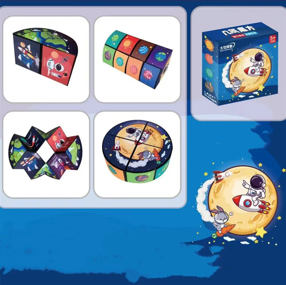 Kids Magic Cubes Games Puzzles Toys Adults Decompression Toy Change Geometric Shapes Table Game Antistress Gifts For Children