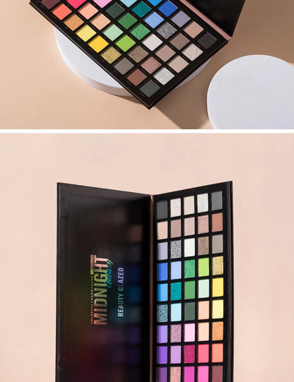 45 Color Eyeshadow Palette, Neon Glitter Matte Eyeshadow Natural Nude,Highly Pigmented Nude Warm Color Tone,Colorful Makeup