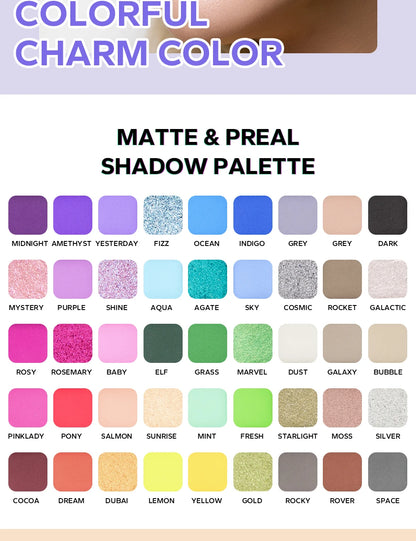 45 Color Eyeshadow Palette, Neon Glitter Matte Eyeshadow Natural Nude,Highly Pigmented Nude Warm Color Tone,Colorful Makeup