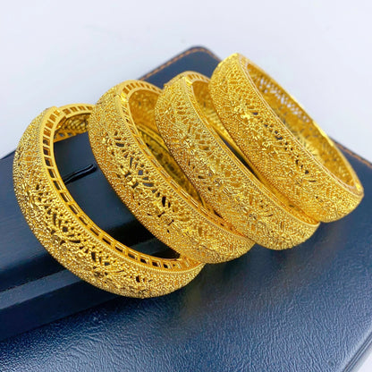 Luxury Dubai 24K Gold Color Bangles For Women Indian African Bracelets Charm Wedding Ethiopian Arabic Hand Jewelry Party Gifts